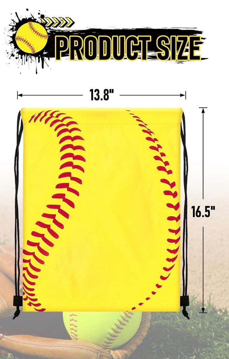 Personalize-able Softball Drawstring Backpacks
