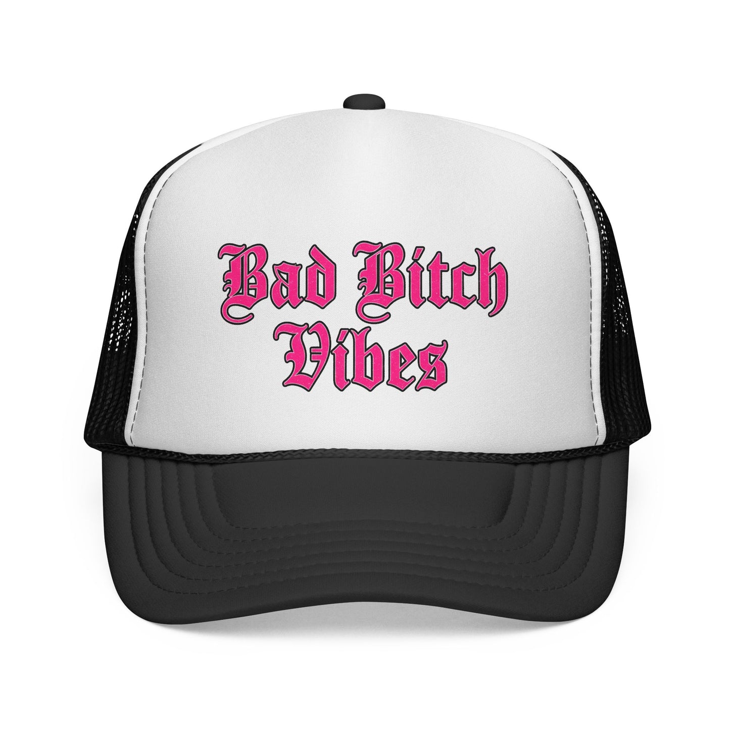 Trucker Cap — "Bad Bitch Vibes" Pink Gothic Mesh Hat