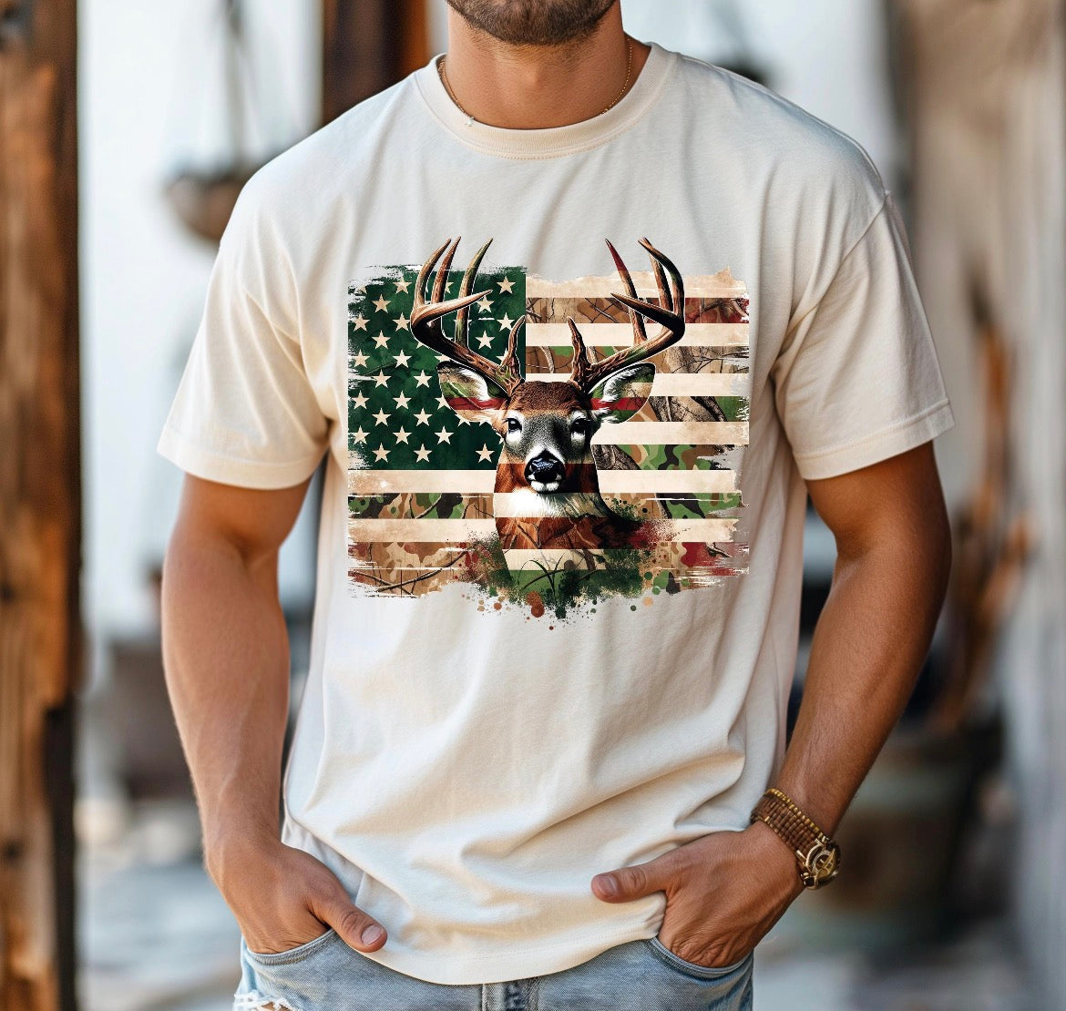 American Flag Deer T-shirt