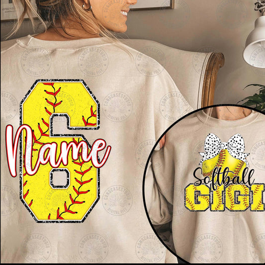 Personalize able Softball T-shirt With Numbers
