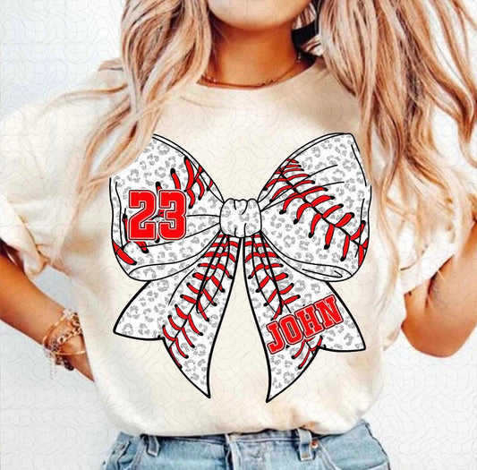 Personalize able Baseball Bow T-shirt