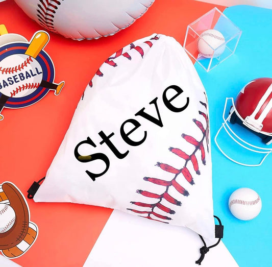 Personalize-able Baseball Drawstring Backpack